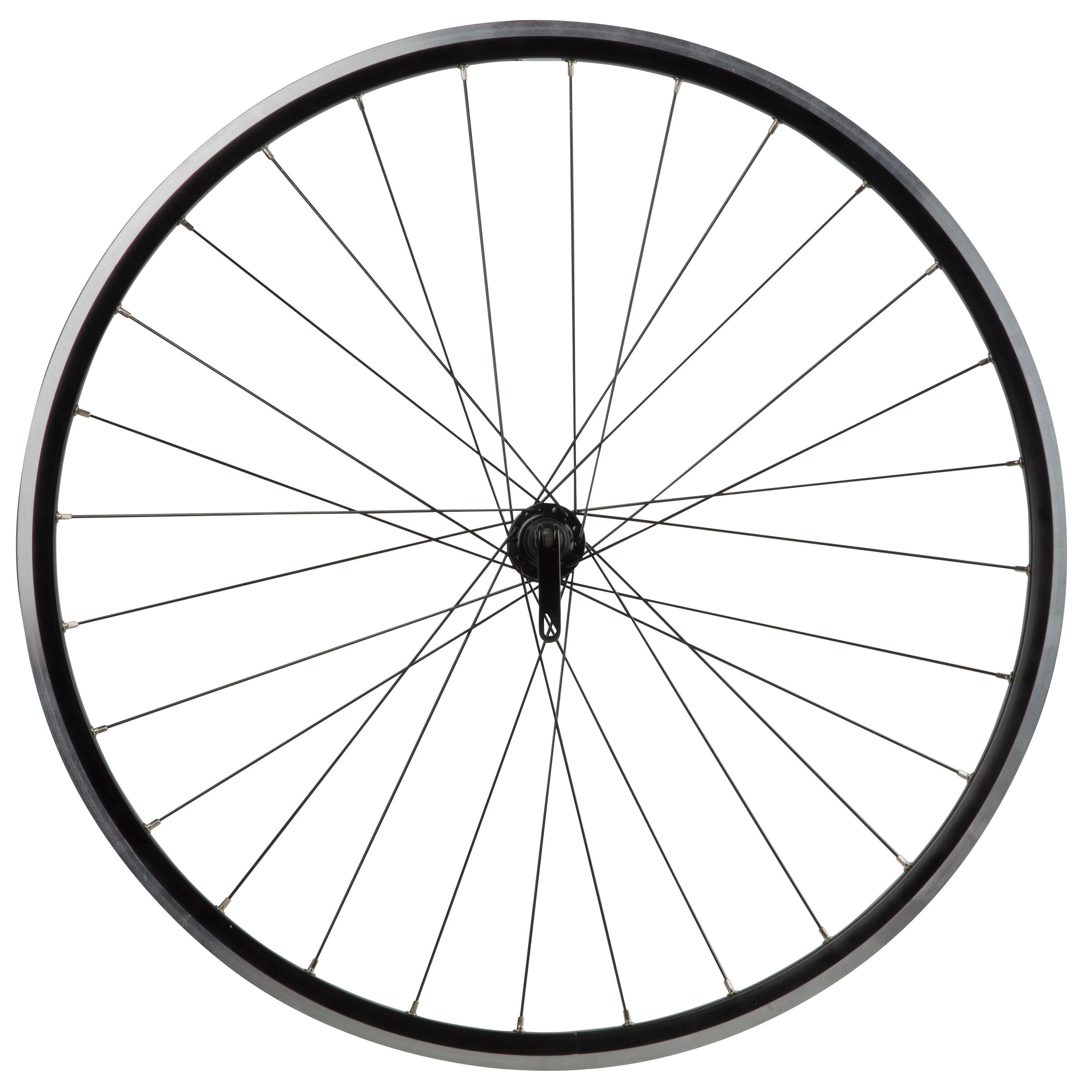 Колесо для шоссейного велосипеда переднее с двойной перегородкой черное 700 Triban колесо для велосипеда двойной обод 26 переднее под эксцентрик