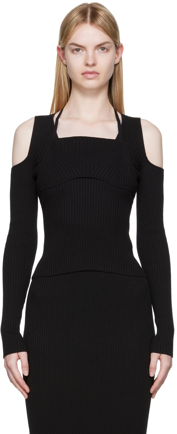 

Черный свитер с вырезом Versace Jeans Couture
