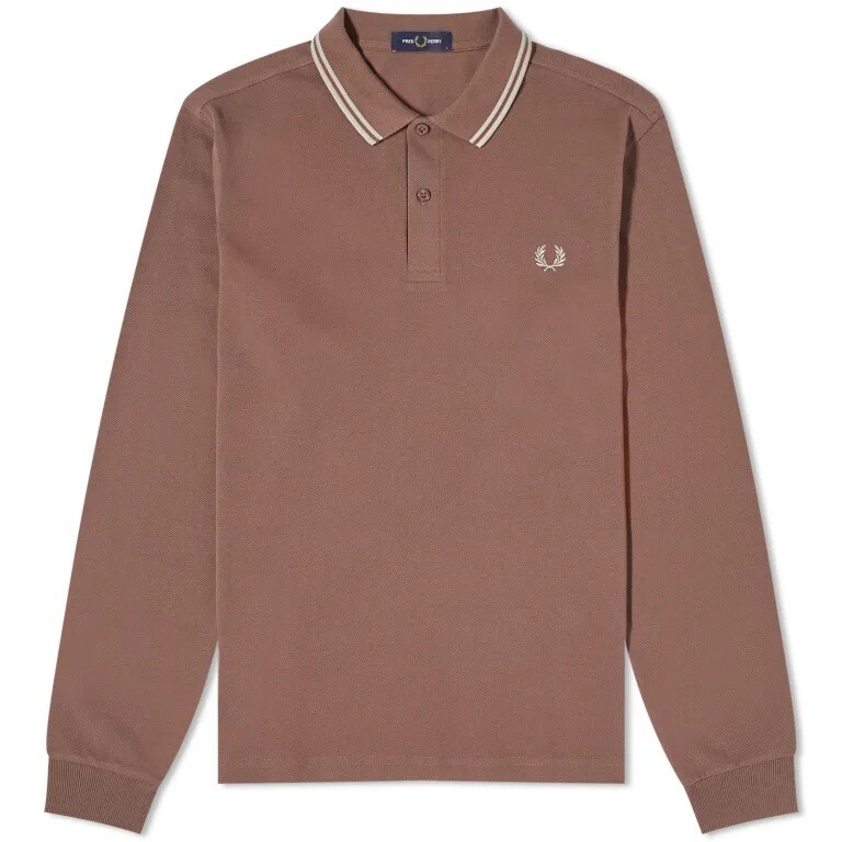 Свитшот Fred Perry Long Sleeve Twin Tipped, коричневый