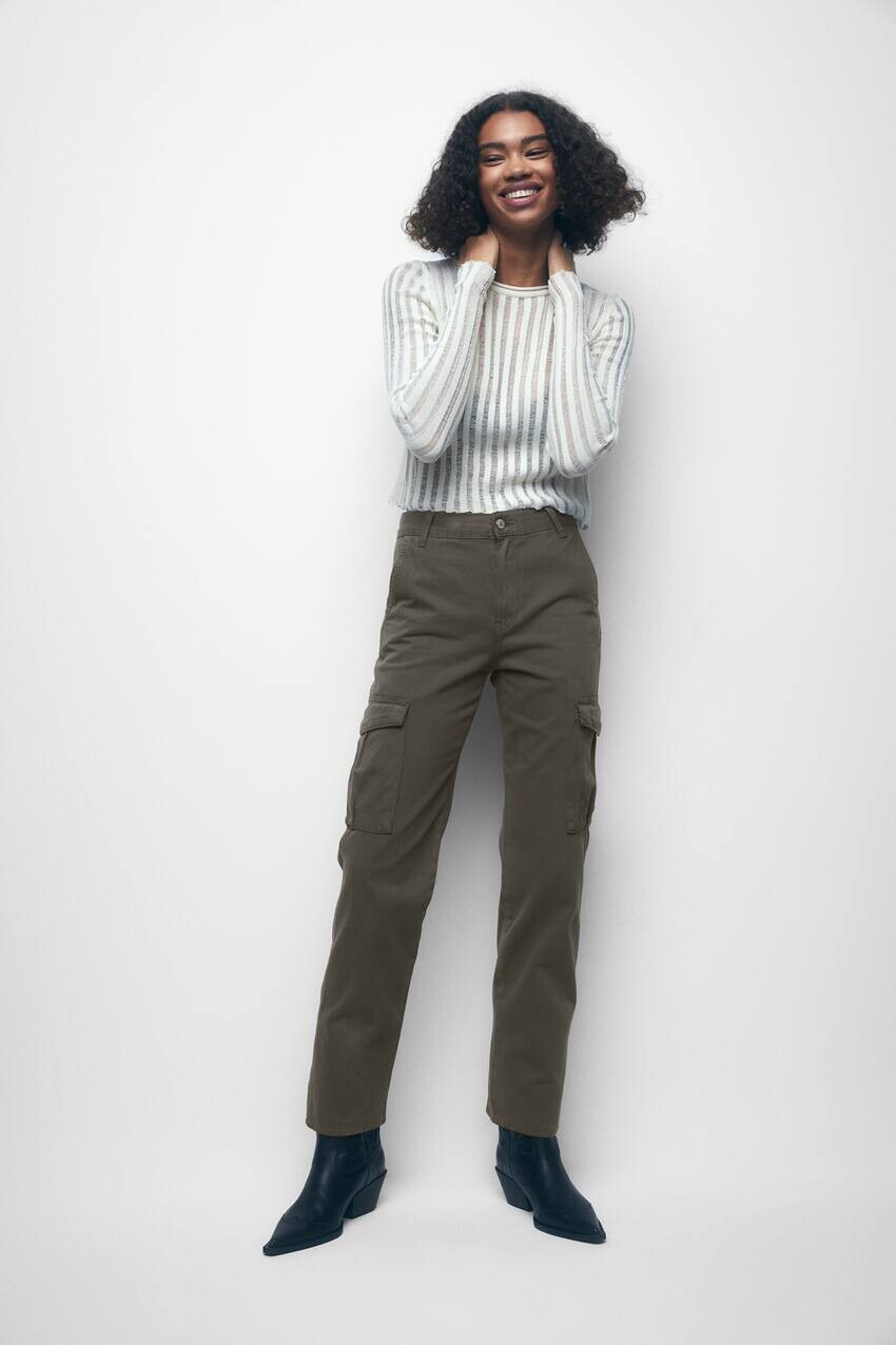 

Брюки карго прямого кроя Pull&Bear, хаки