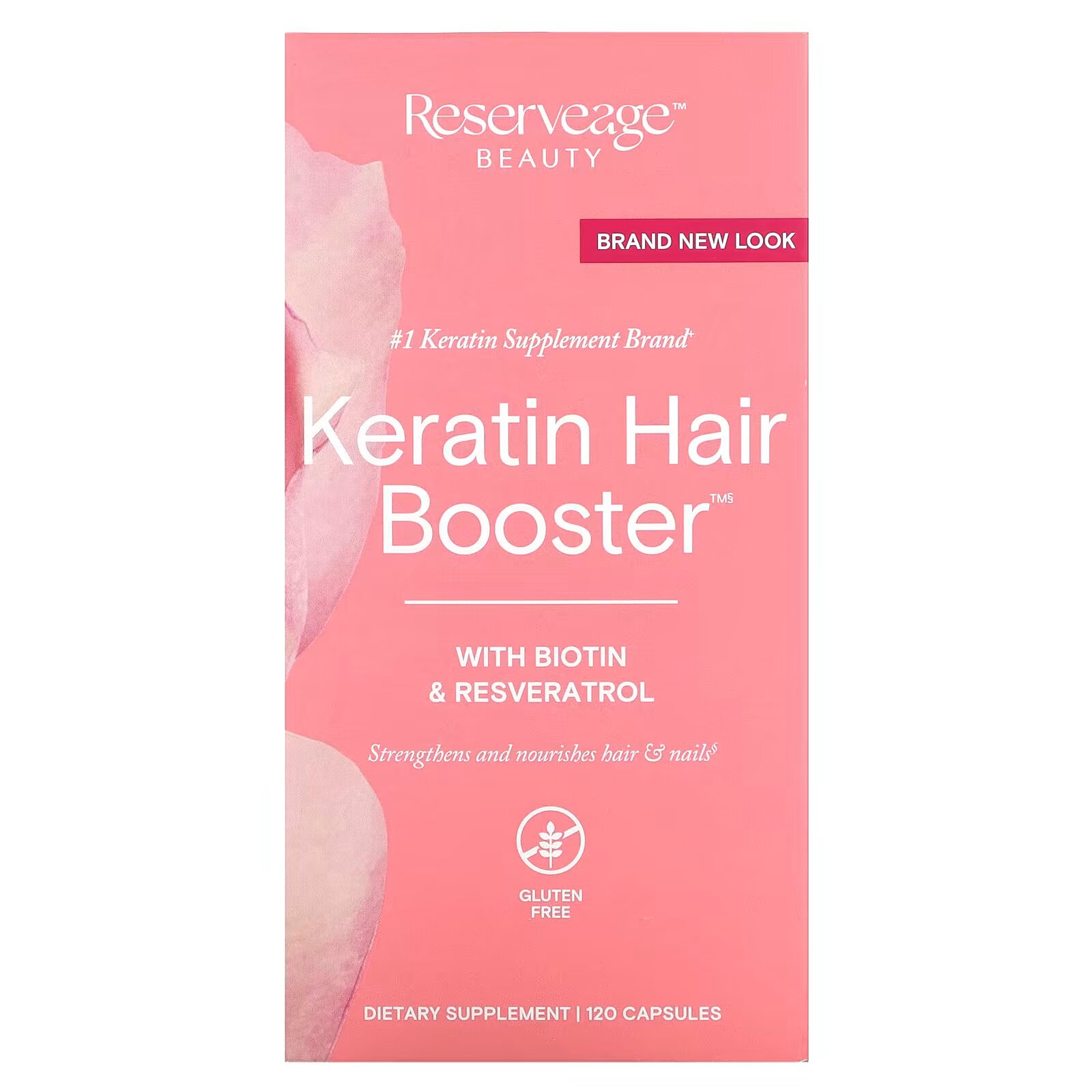 ReserveAge Nutrition, Keratin Hair Booster с биотином и ресвератролом, 120 капсул - фото