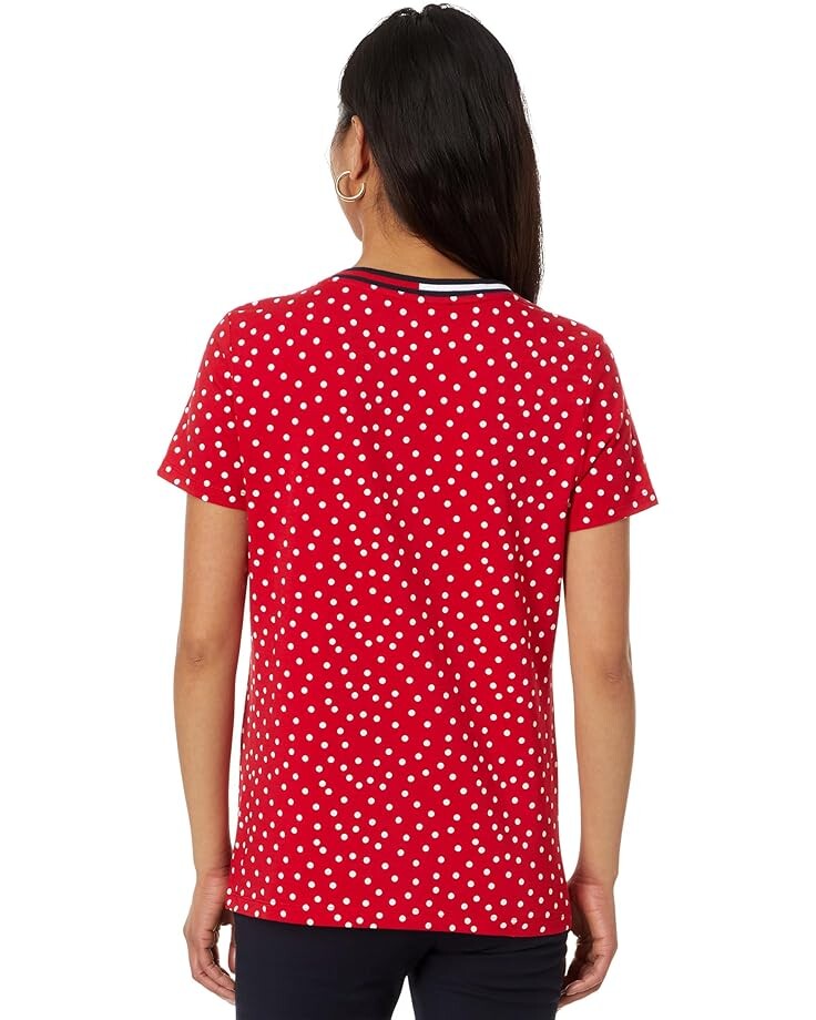 

Футболка Tommy Hilfiger Short Sleeve V-Neck Dot Tee, цвет Scarlet Multi