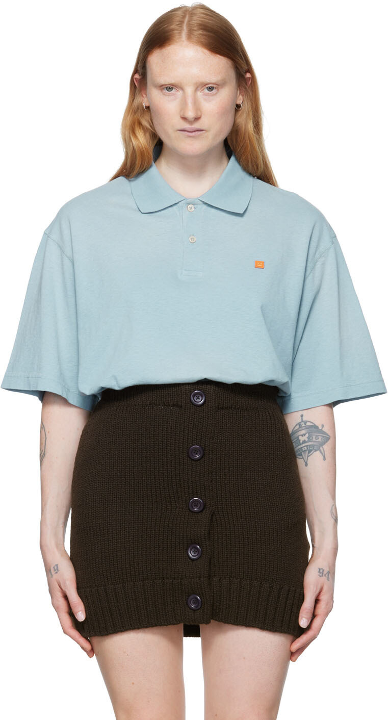 

Синяя футболка-поло из органического хлопка Acne Studios, Синий