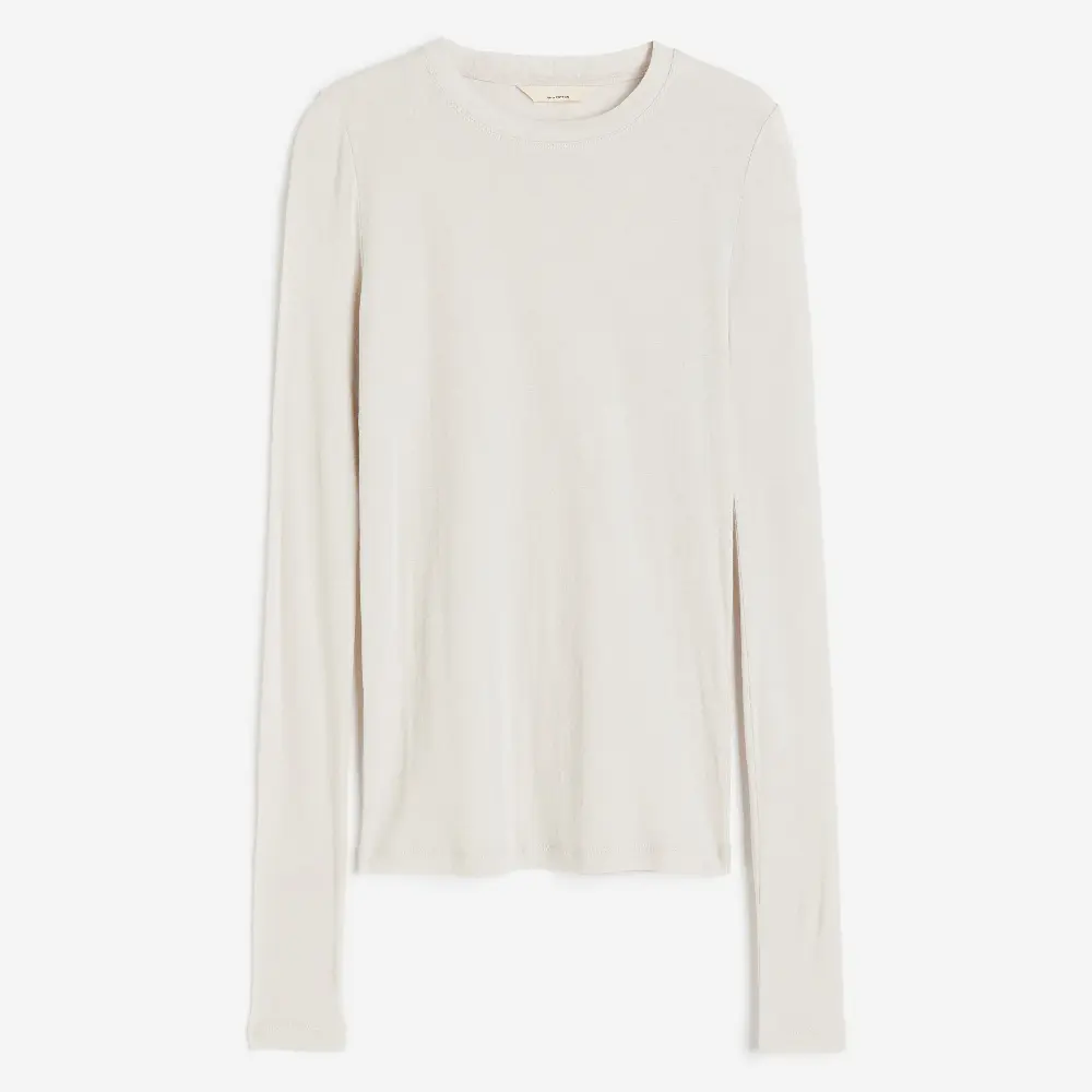 

Лонгслив H&M Pima Cotton Jersey, светло-бежевый