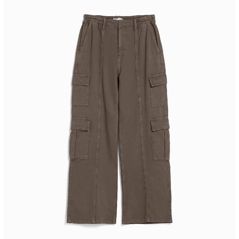 

Джинсы Карго Bershka Wide-Leg Multipocket, коричневый