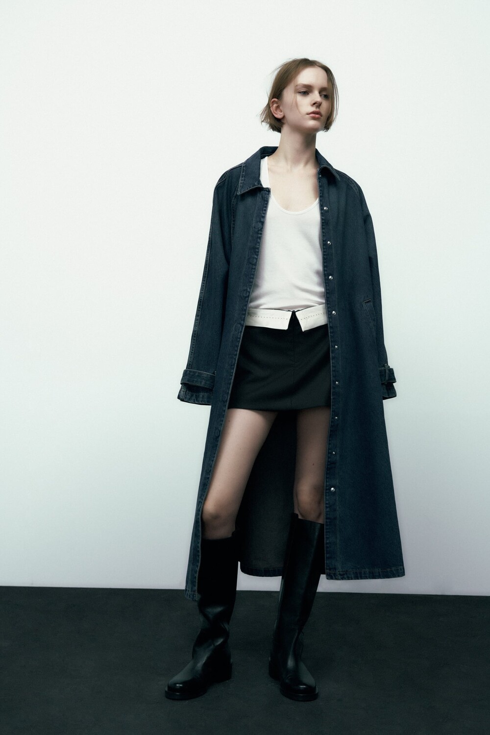 

Юбка с контрастным поясом ZARA, черный
