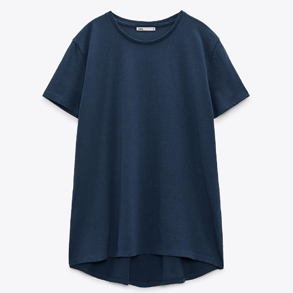 

Футболка Zara Basic, темно-синий