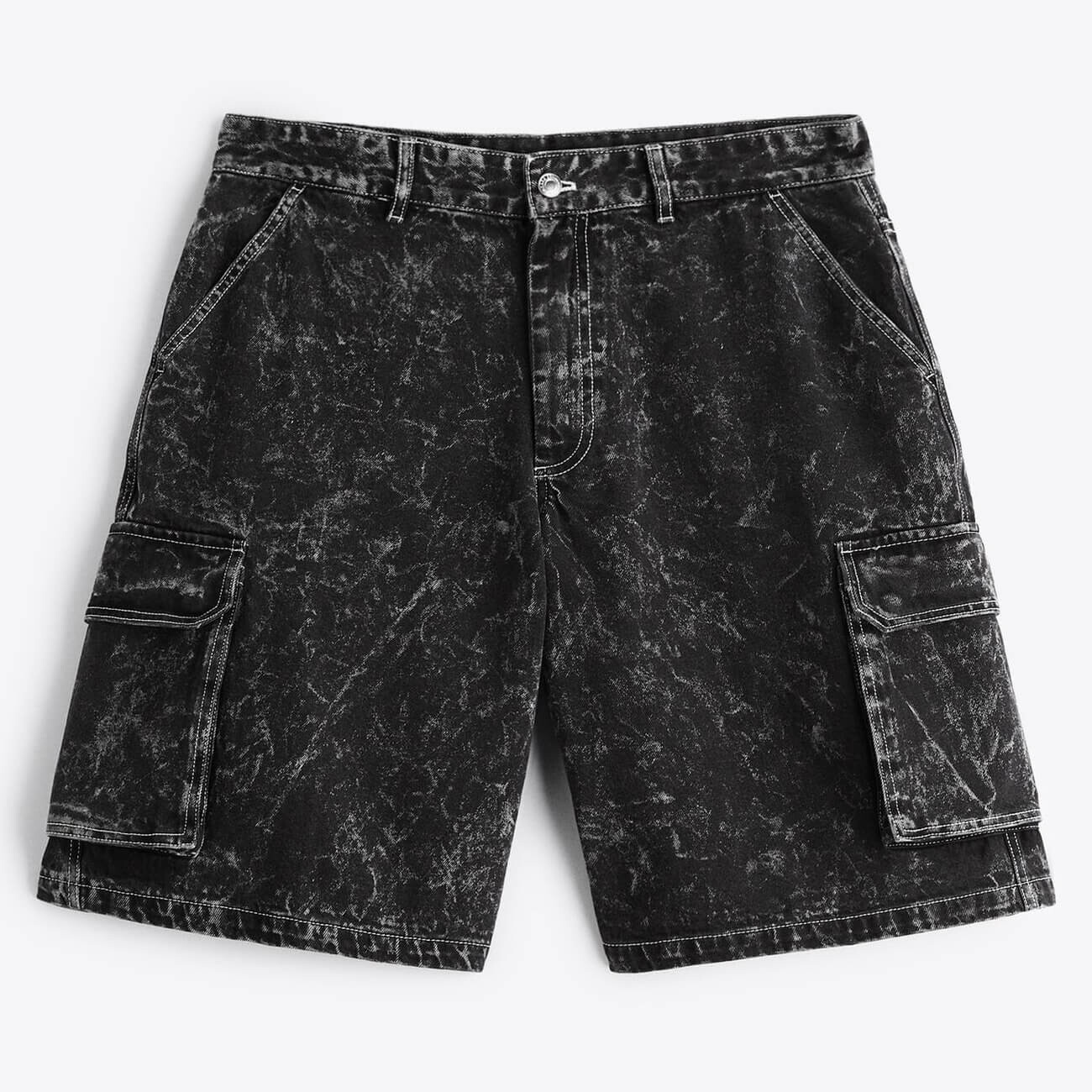 

Шорты Zara Acid Wash Cargo Bermuda, черный