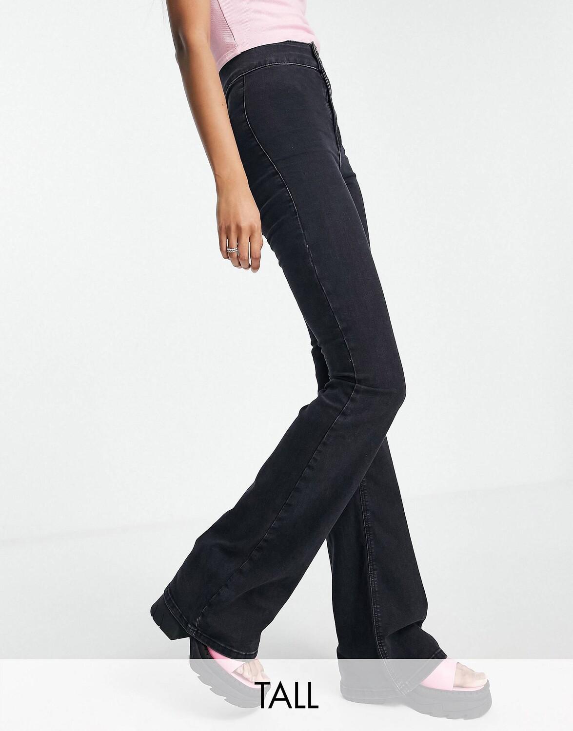 

Черные расклешенные джинсы Topshop Tall Joni