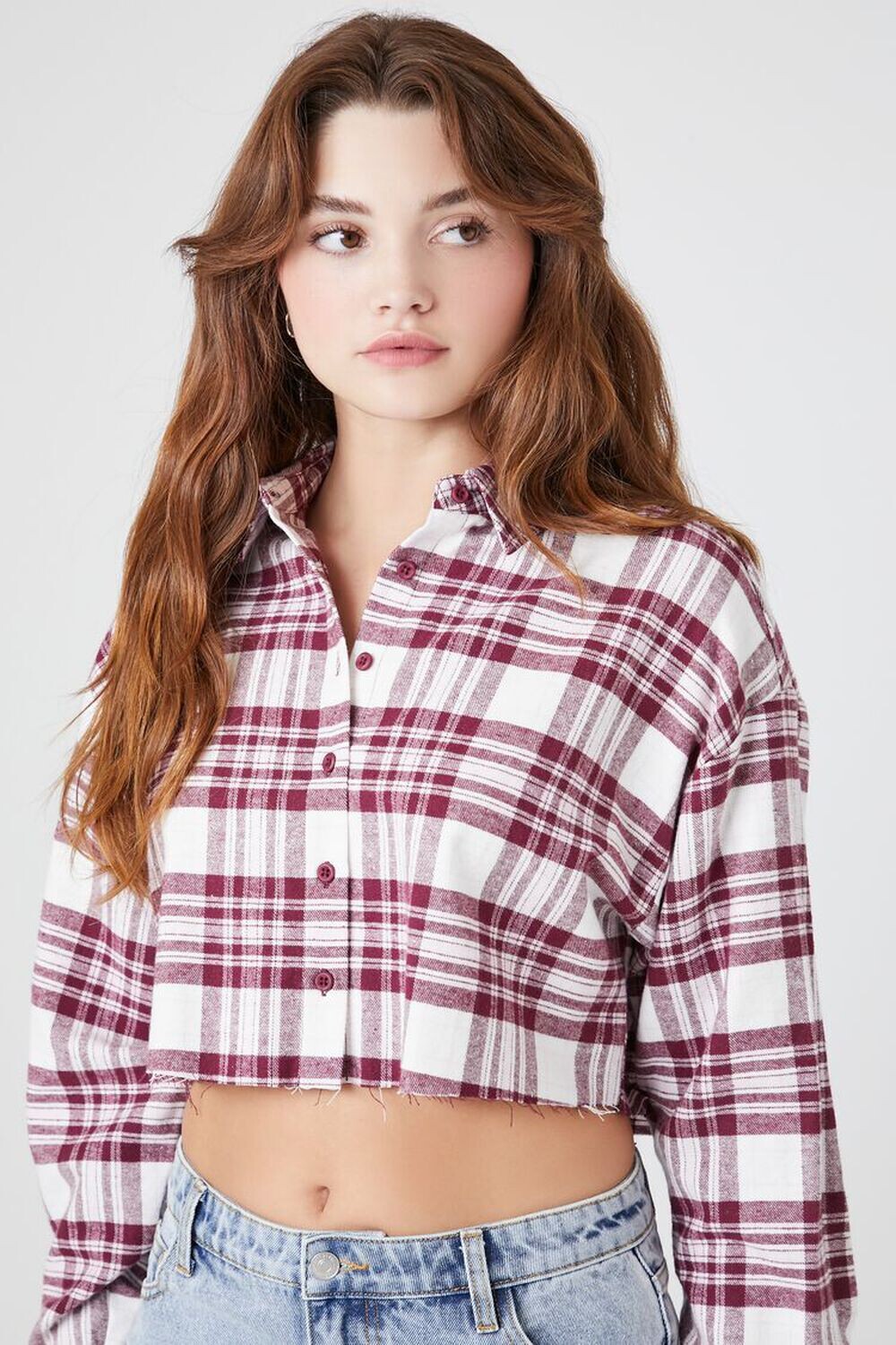 

Укороченная рубашка в клетку Forever 21, мерло