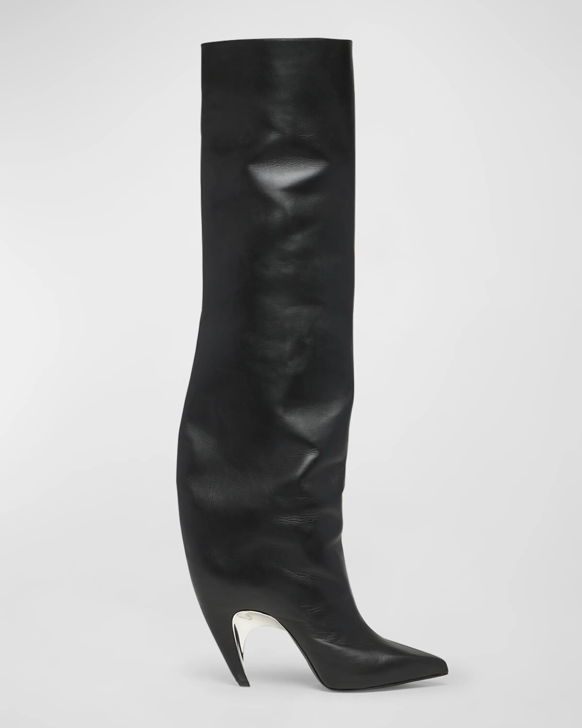 

Кожаные сапоги Armadillo выше колена Alexander McQueen, цвет Black/Silver