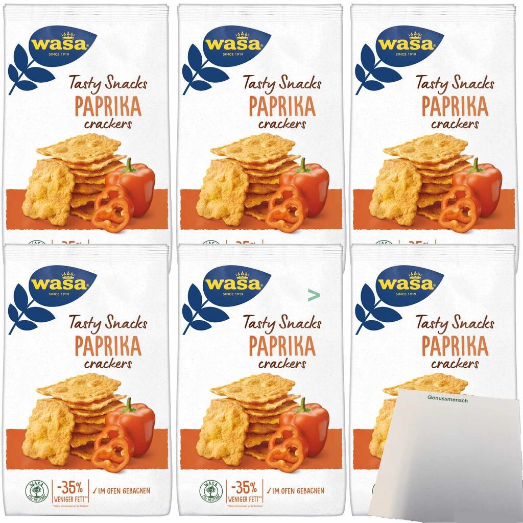 

Крекеры Wasa Tasty Snacks с паприкой, упаковка 6 шт. (упаковка 6x150 г) + блок usy