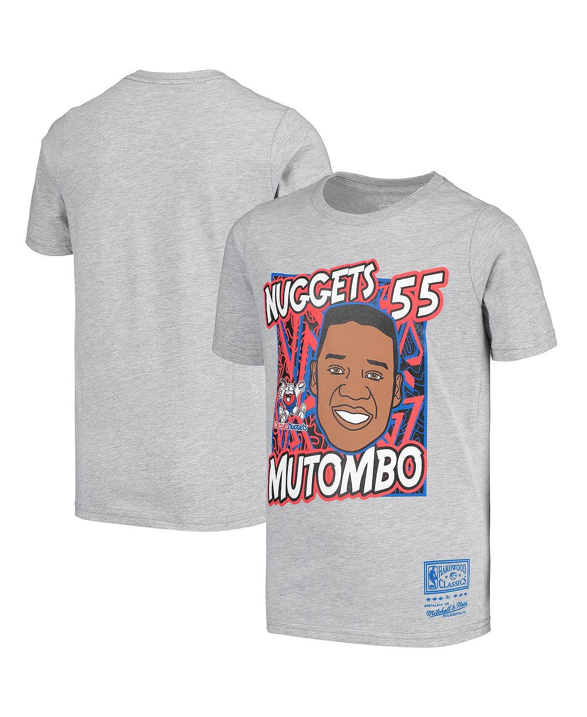 Серая футболка Big Boys Dikembe Mutombo Denver Nuggets Hardwood Classics King of the Court Player Mitchell & Ness