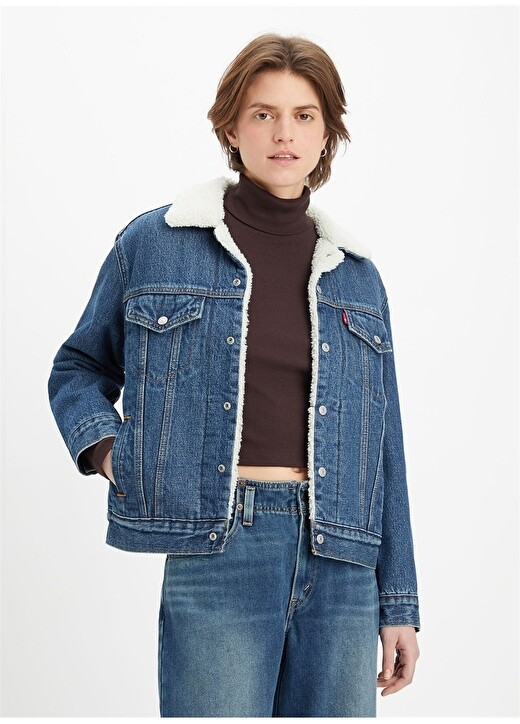 

Темно-синяя женская джинсовая куртка Levis, Синий