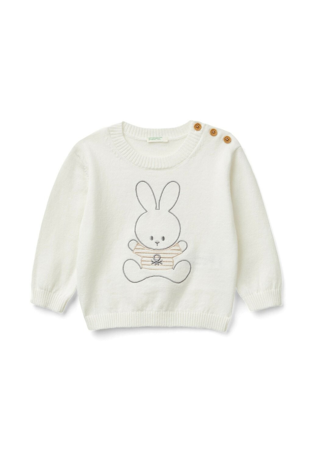 

Вязаный свитер EMBROIDERY United Colors of Benetton, кремовый