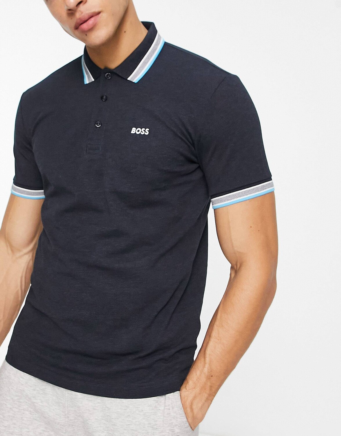 

Темно-синяя рубашка поло классического кроя BOSS Athleisure Paddy