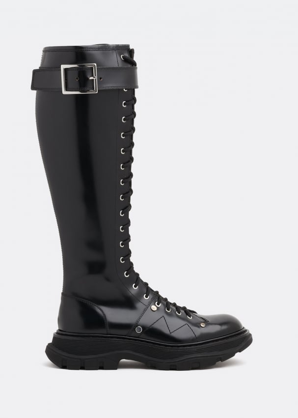 Ботинки ALEXANDER MCQUEEN Tread lace-up boots, черный цена и фото