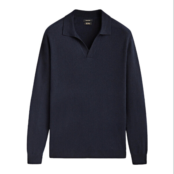 

Свитер Massimo Dutti Wool And Cashmere Blend Polo, темно-синий