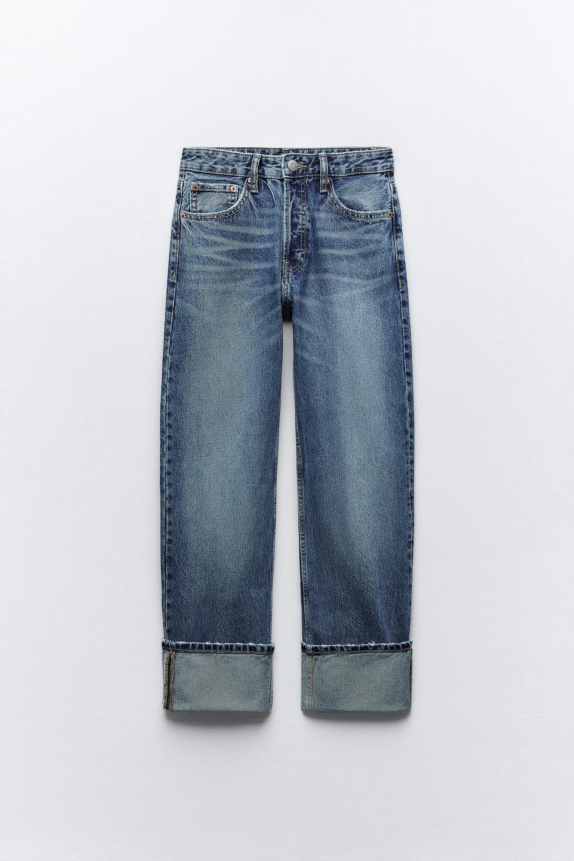 Джинсы Zara Trf Straight-leg, темно-синий джинсы zara trf straight high waist черный