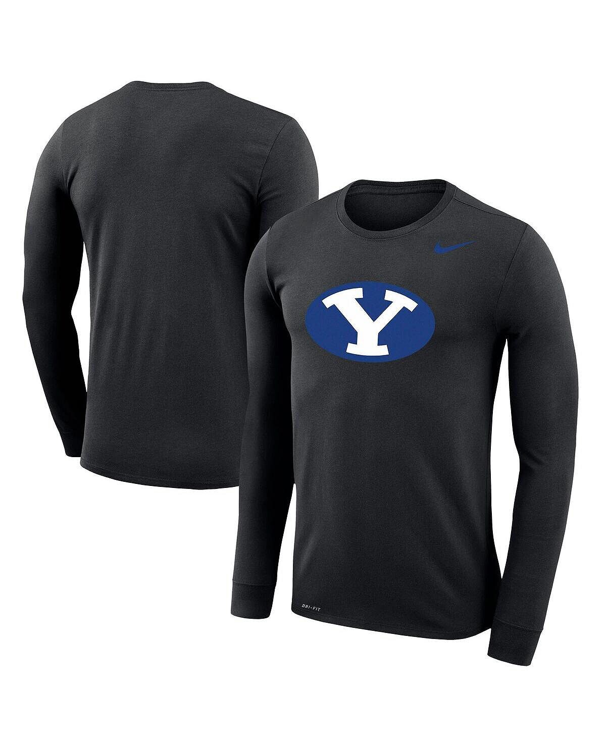 

Мужская черная футболка с длинным рукавом с логотипом byu cougars school logo legend performance Nike, черный