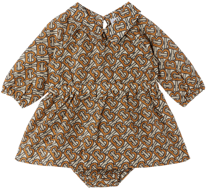 

Оранжевое платье и шаровары с монограммой Baby Baby Burberry, Оранжевый
