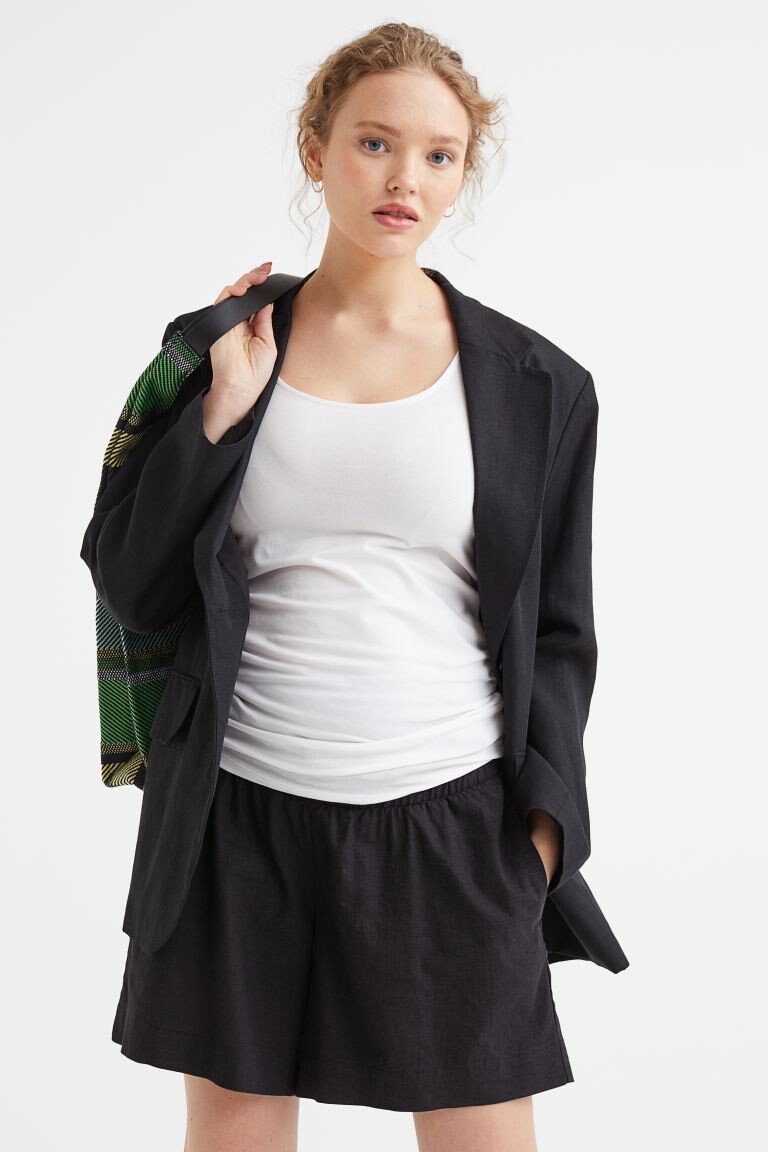 

MAMA Шорты из смесового льна H&M, черный