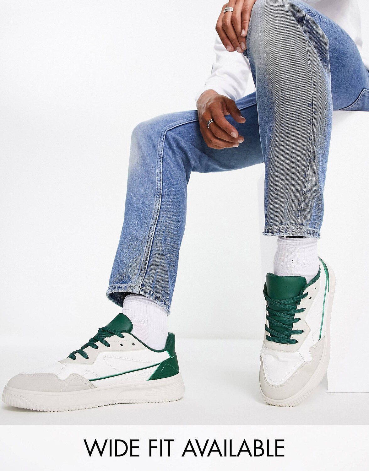 

Бело-зеленые кроссовки из искусственной кожи ASOS DESIGN, Зеленый