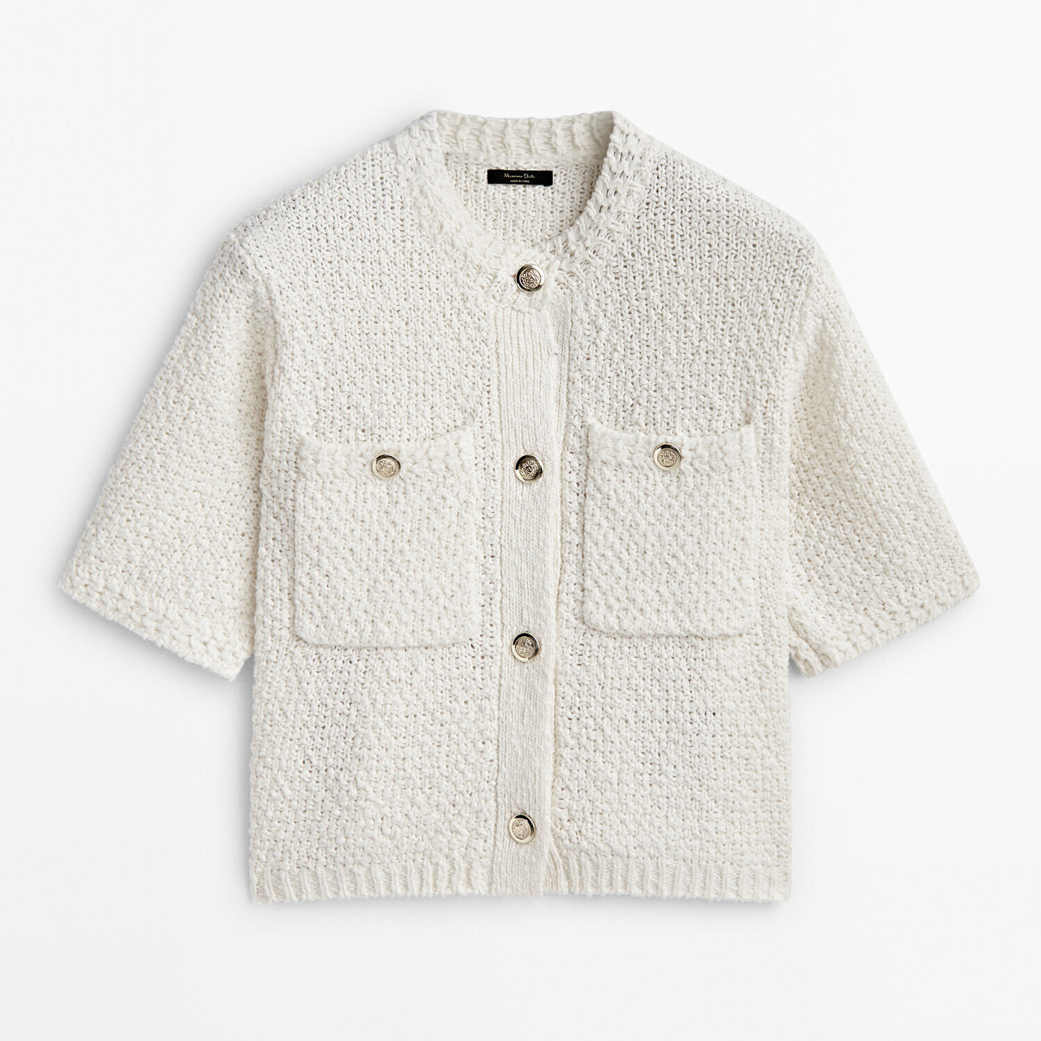 

Трикотажный кардиган Massimo Dutti with pockets, кремовый, Бежевый