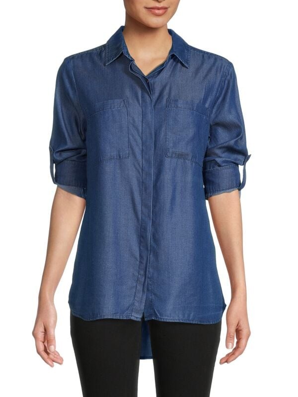 

Рубашка на пуговицах roll tab Saks Fifth Avenue Dark chambray