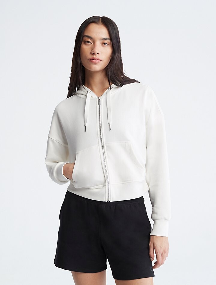

Толстовка с капюшоном на молнии с заниженными плечами Calvin Klein, Черный