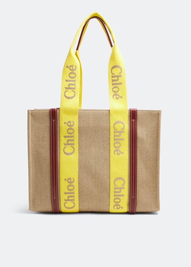 

Сумка-тоут CHLOÉ Woody medium tote bag, бежевый