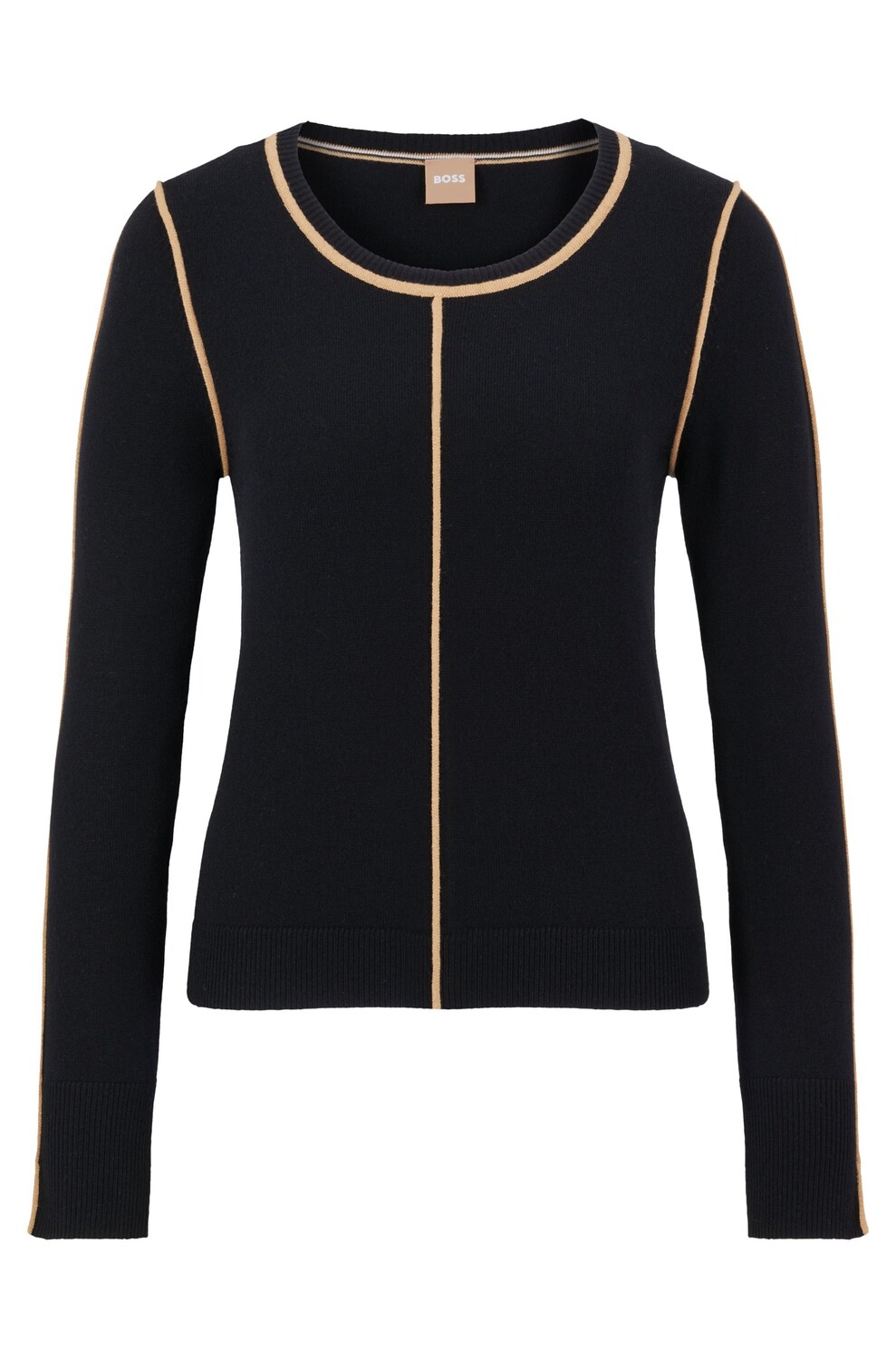 

Джемпер Hugo Boss Wool-cashmere Regular-fit With Contrast Details, черный