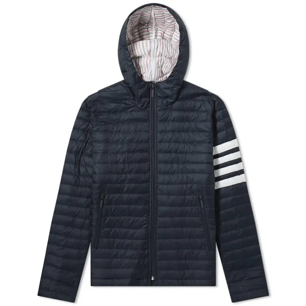 

Нейлоновый пуховик в полоску с четырьмя полосками Thom Browne, Серый