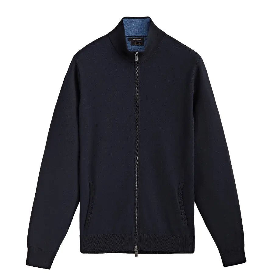 

Кардиган Massimo Dutti Knit With Zip, темно-синий