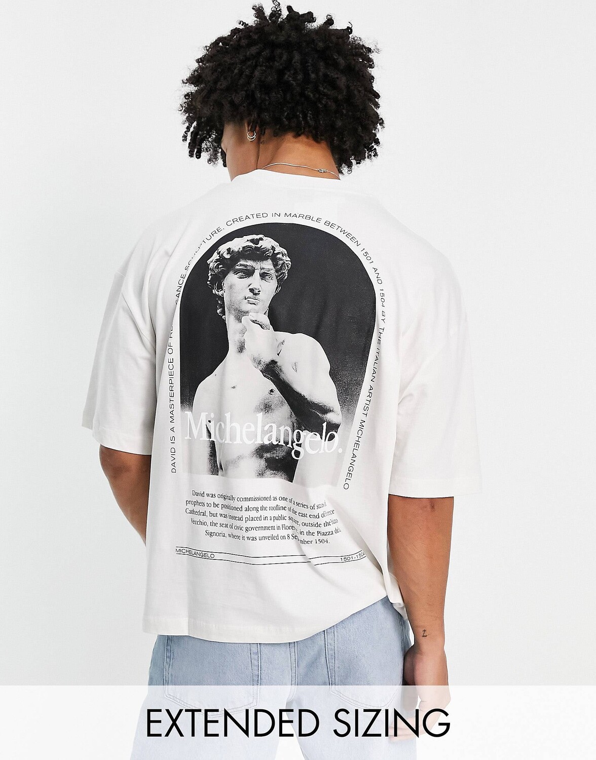 

Серая футболка оверсайз с принтом Микеланджело ASOS DESIGN