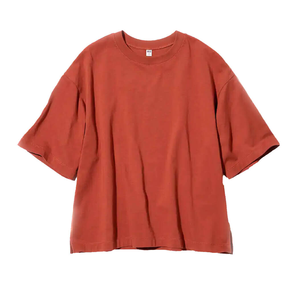 

Футболка Uniqlo Oversized Half Sleeve, тёмно-оранжевый