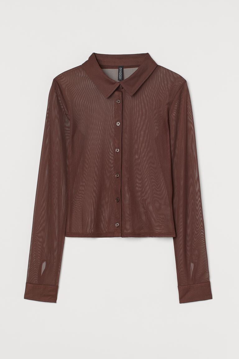 

Сетчатая рубашка H&M, коричневый
