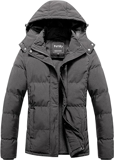 Куртка Pursky Women's Warm Winter Thicken Waterproof, темно-серый цена и фото