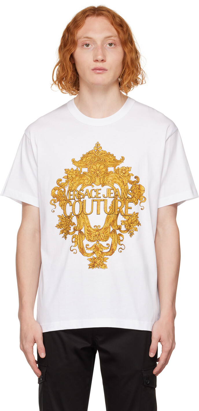 

Белая футболка с украшением Versace Jeans Couture