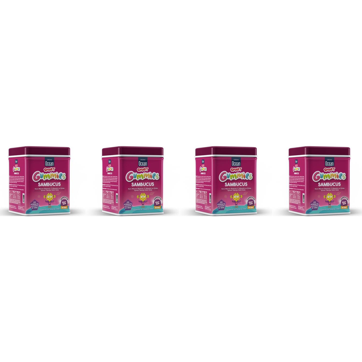 Мультивитамины Orzax Smart Gummies Sambucus, 4 упаковки по 64 таблетки бузина блэк бьюти