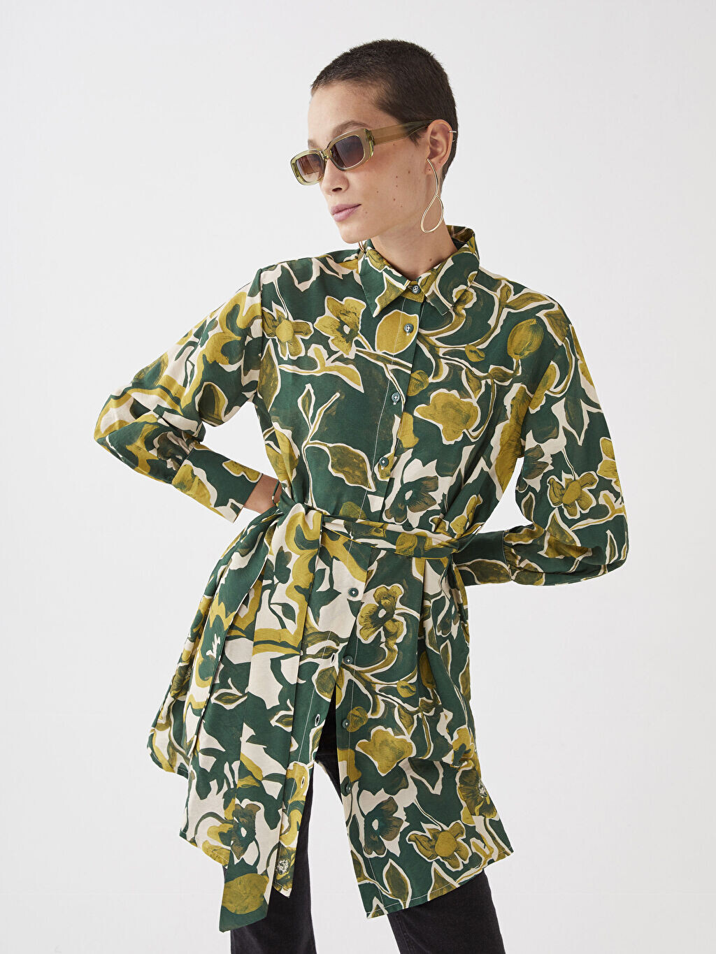 

Женская туника с длинным рукавом и воротником-стойкой LCW Modest