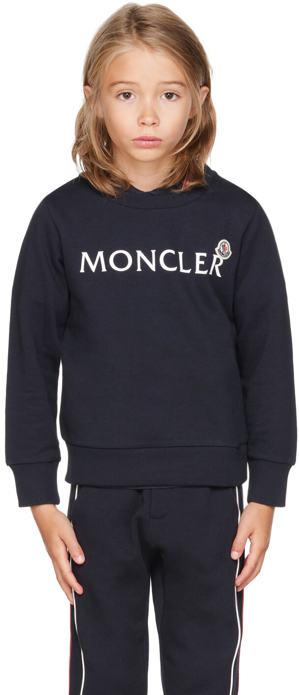 

Детская толстовка с темно-синим принтом Moncler Enfant, Синий