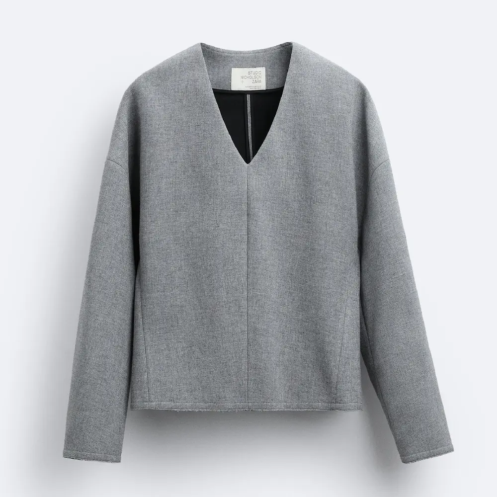 

Свитшот Zara X Studio Nicholson Boxy Fit, серый