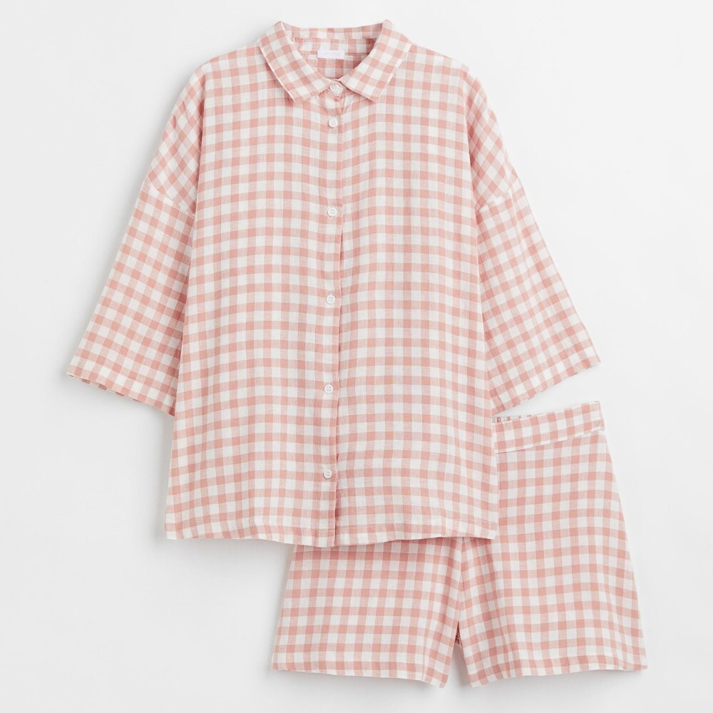 

Пижама H&M Home Checked, розовый/белый