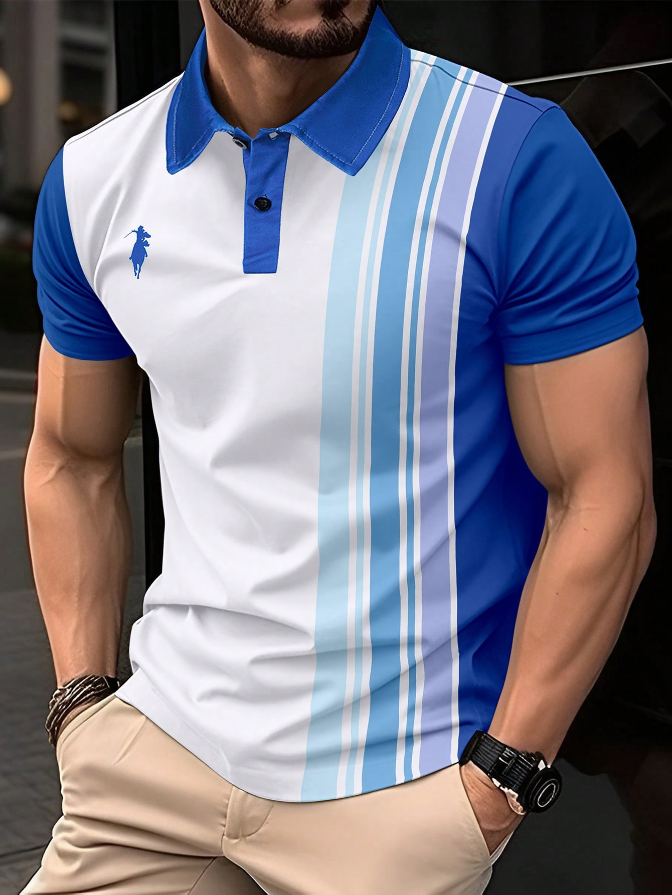 Мужская рубашка поло с короткими рукавами Manfinity Homme с цветными блоками, многоцветный