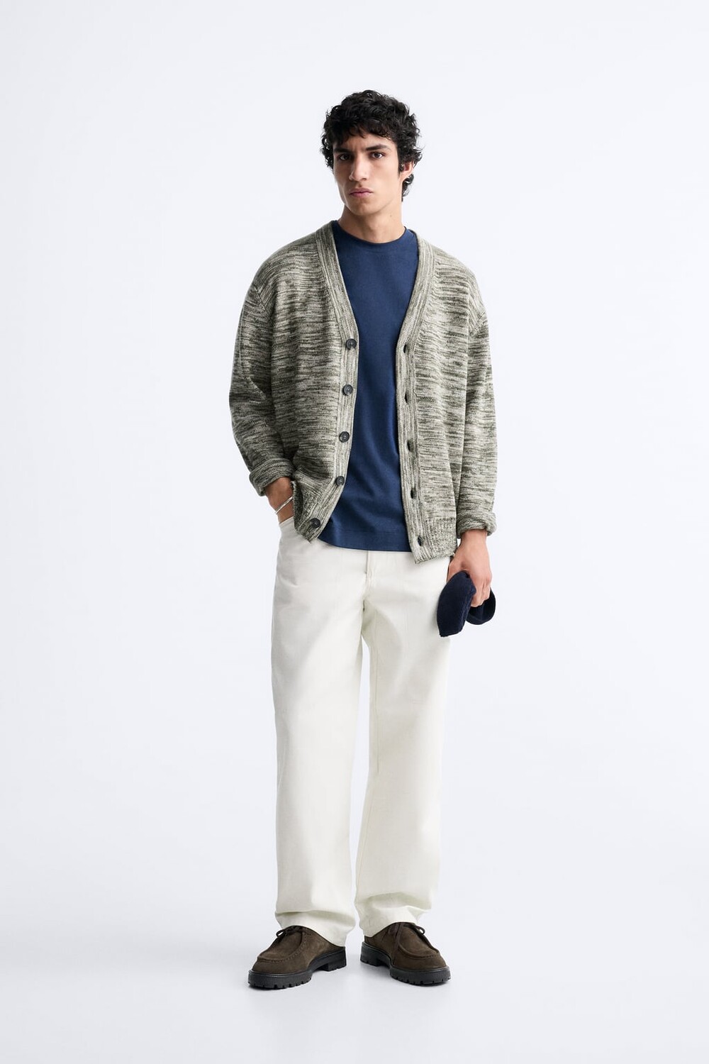 

Фактурный контрастный кардиган ZARA, зеленый
