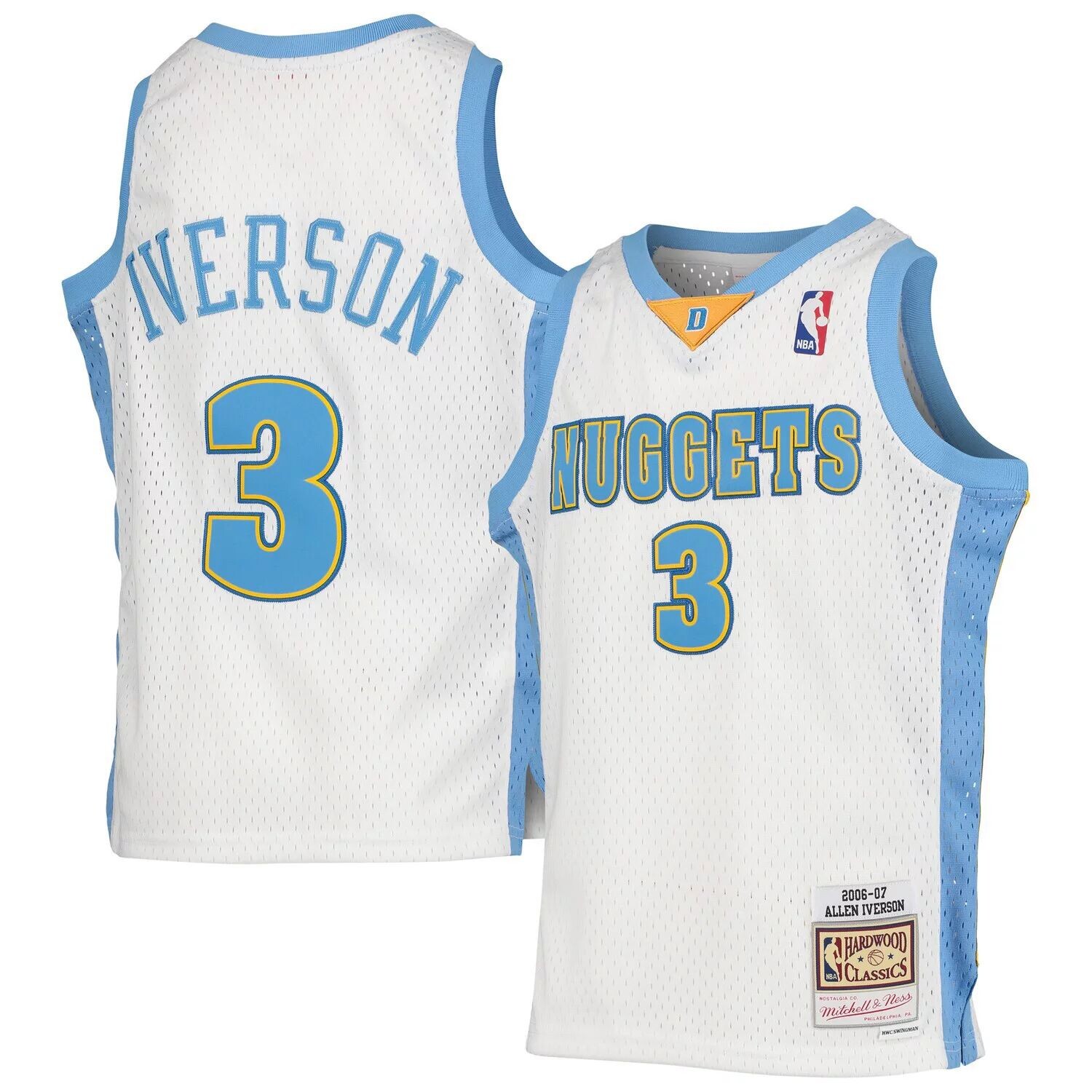 

Молодежная майка Mitchell & Ness Allen Iverson White Denver Nuggets 2006-07 Hardwood Classics Swingman Джерси Unbranded