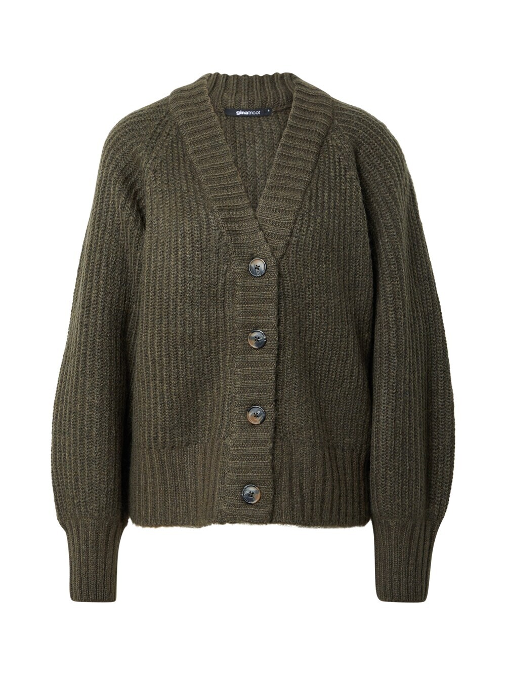 

Вязаный кардиган Gina Tricot Kim, оливковый, Зеленый