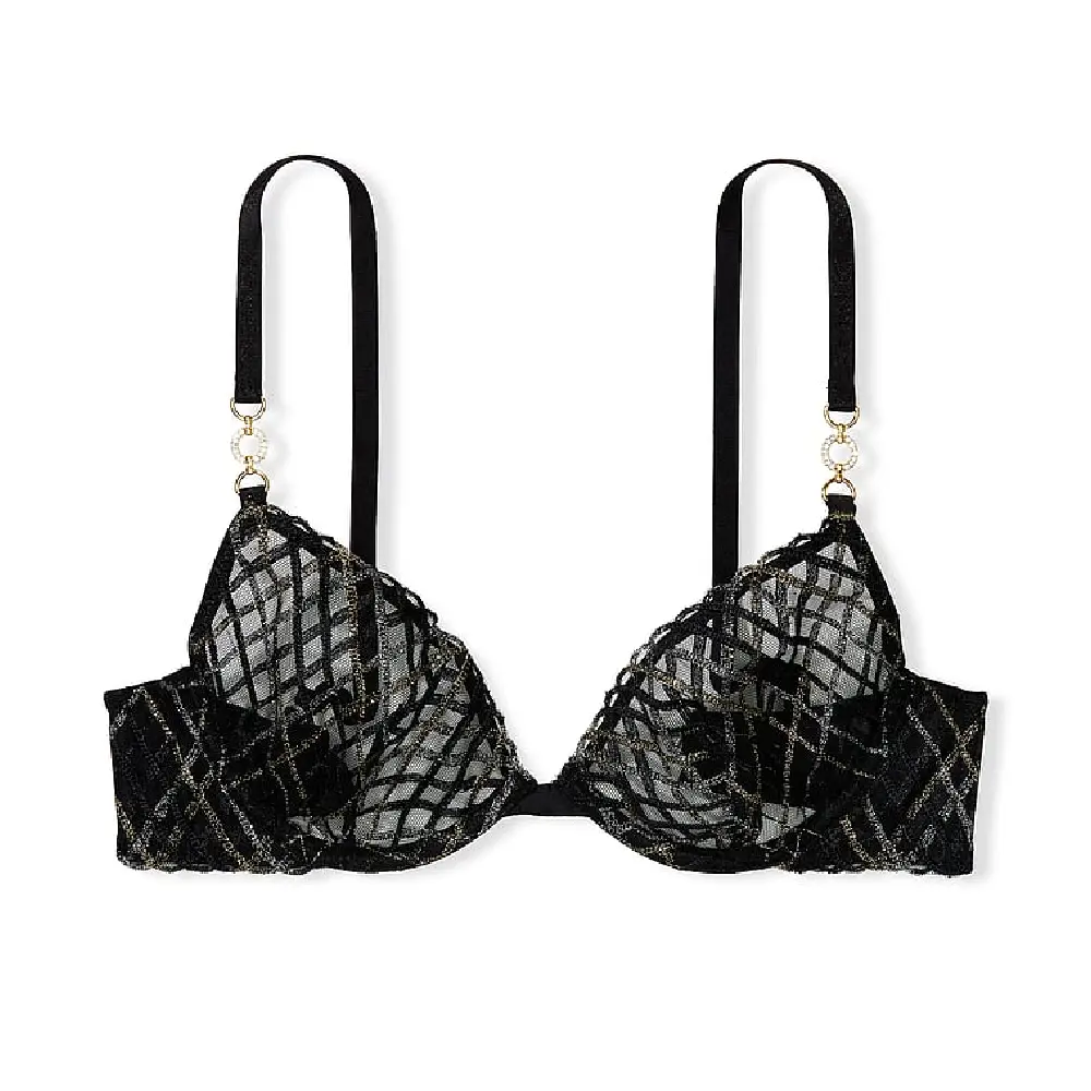 

Бюстгальтер Victoria's Secret Very Sexy Unlined Floral Embroidered Demi, черный