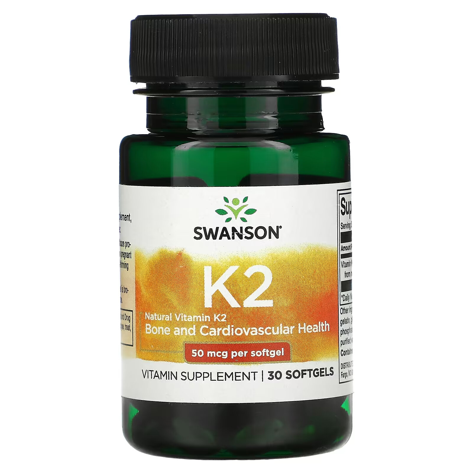 Swanson, Натуральный витамин K2, 50 мкг, 30 мягких таблеток swanson натуральный витамин k2 100 мкг 30 мягких таблеток